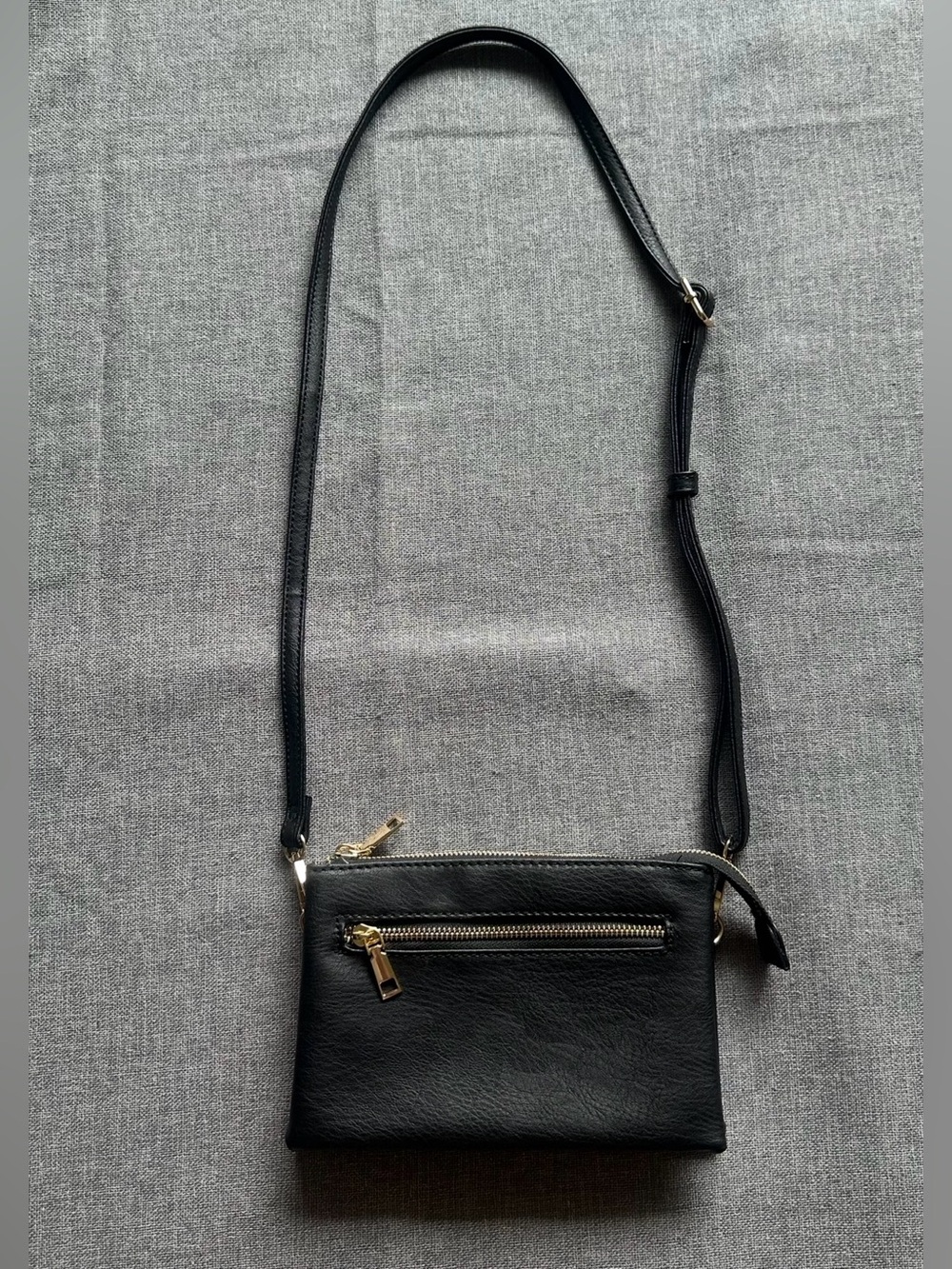 Black Faux Leather Crossbody Purse
